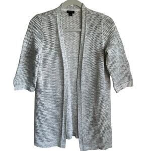 J. Jill Wearever Open Front Cardigan Knit Sweater Open Weave Sz SP 3/4 Sleeves